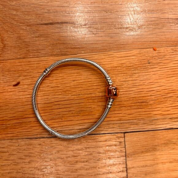 NWT Pandora Original Snake Chain Bracelet - Rose Gold Barrel Clasp - Picture 6 of 7